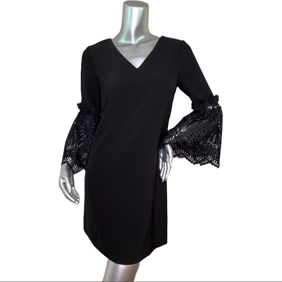 Tahari by Arthur S. Levine Black Bell Sleeve Shift Dress Woman's Size 2 - Picture 2 of 10